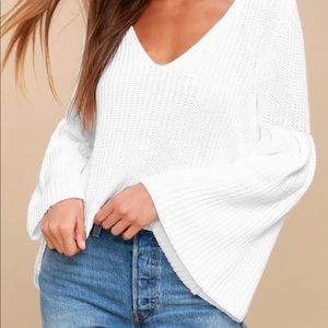 Damsel White Bell Sleeve Knit Sweater